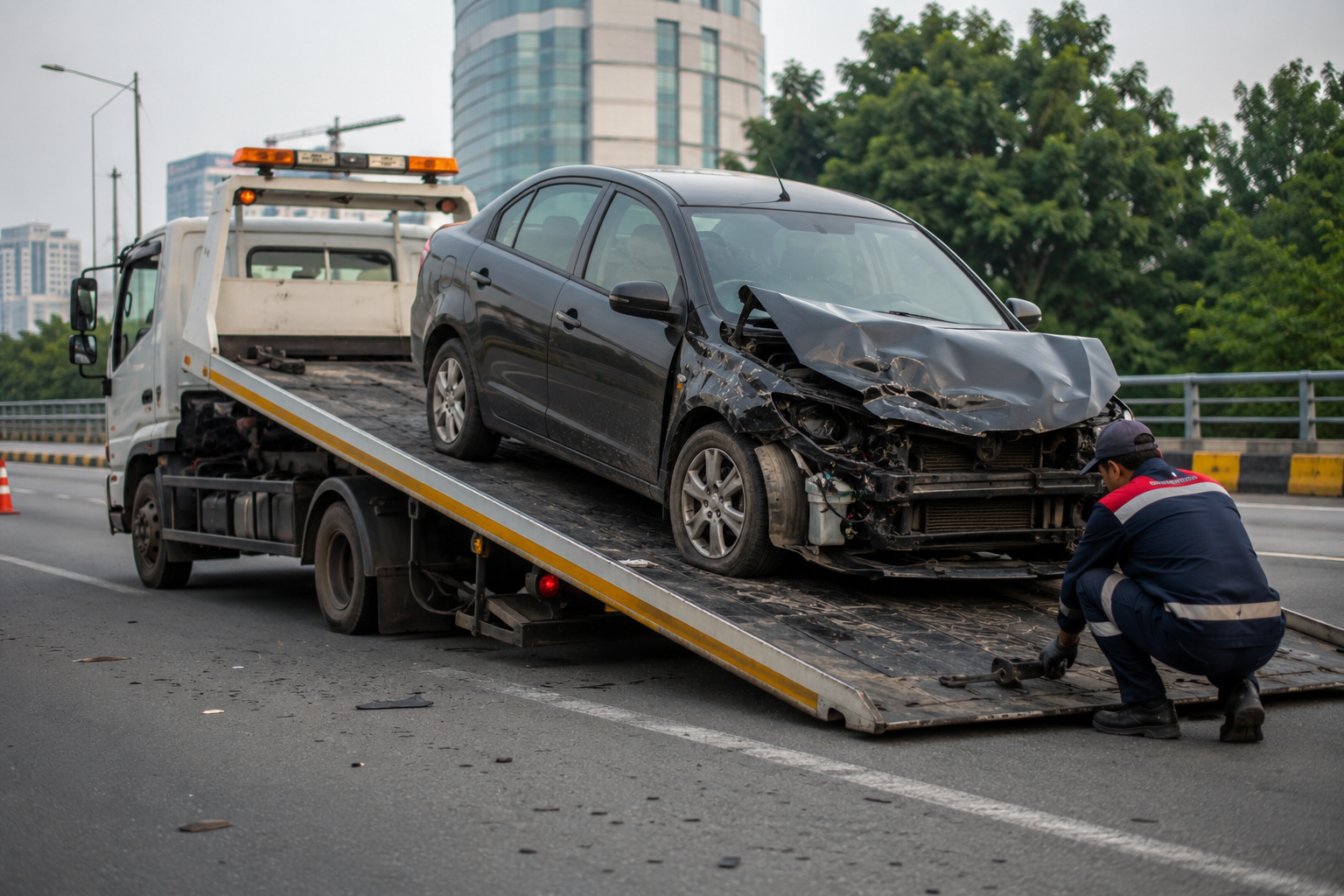 Derek mobil pasca kecelakaan – evakuasi aman dari TKP